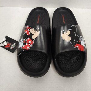 New Disney Mickey & Minnie Mouse Women's Slide Sandals - Black - Size 10